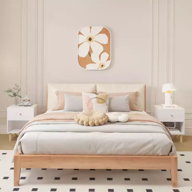 Table de chevet en bois pour enfants, table d'appoint avec tiroir et étagère, Blanc-ModernLuxe