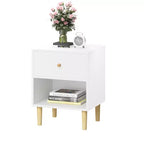 Table de chevet en bois pour enfants, table d'appoint avec tiroir et étagère, Blanc-ModernLuxe