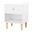 Table de chevet en bois pour enfants, table d'appoint avec tiroir et étagère, Blanc-ModernLuxe