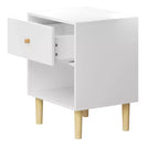 Table de chevet en bois pour enfants, table d'appoint avec tiroir et étagère, Blanc-ModernLuxe