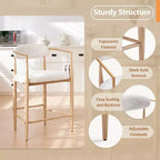 Sgabelli da Bar con Braccioli Imbottiti Bouclé, Set di 2, con Gambe in Metallo Effetto Legno per Cucina, Soggiorno, Ristorante, Caffetteria - Morden Fort