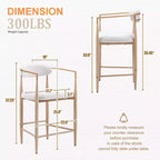 Sgabelli da Bar con Braccioli Imbottiti Bouclé, Set di 2, con Gambe in Metallo Effetto Legno per Cucina, Soggiorno, Ristorante, Caffetteria - Morden Fort