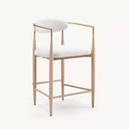 Sgabelli da Bar con Braccioli Imbottiti Bouclé, Set di 2, con Gambe in Metallo Effetto Legno per Cucina, Soggiorno, Ristorante, Caffetteria - Morden Fort