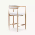 Sgabelli da Bar con Braccioli Imbottiti Bouclé, Set di 2, con Gambe in Metallo Effetto Legno per Cucina, Soggiorno, Ristorante, Caffetteria - Morden Fort