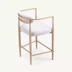 Sgabelli da Bar con Braccioli Imbottiti Bouclé, Set di 2, con Gambe in Metallo Effetto Legno per Cucina, Soggiorno, Ristorante, Caffetteria - Morden Fort
