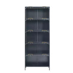 Vetrina alta con ante in vetro, libreria/credenza a 5 ripiani in acciaio, mobiletto, organizer per dispensa, nero-ModernLuxe