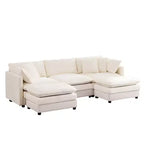 Divano sezionale modulare a U Mjkone 101'', divano Cloud a 5 posti con 2 pouf, divano letto moderno in ciniglia con seduta profonda