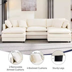Divano sezionale modulare a U Mjkone 101'', divano Cloud a 5 posti con 2 pouf, divano letto moderno in ciniglia con seduta profonda