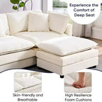 Divano sezionale modulare a U Mjkone 101'', divano Cloud a 5 posti con 2 pouf, divano letto moderno in ciniglia con seduta profonda