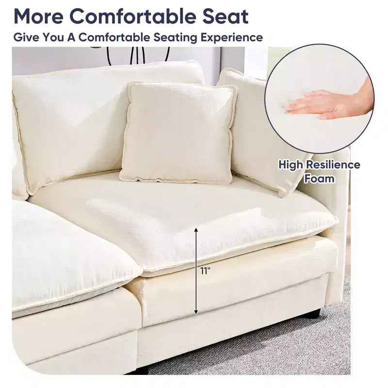Divano sezionale modulare a U Mjkone 101'', divano Cloud a 5 posti con 2 pouf, divano letto moderno in ciniglia con seduta profonda