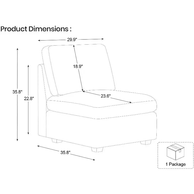 Belffin Chenille Middle Seat – Modulo Contenitore Componibile con Tessuto Delicato sulla Pelle e Tonalità Naturali