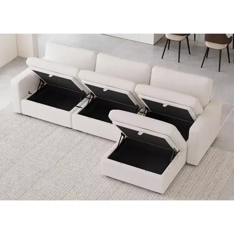 Belffin Chenille Middle Seat – Modulo Contenitore Componibile con Tessuto Delicato sulla Pelle e Tonalità Naturali