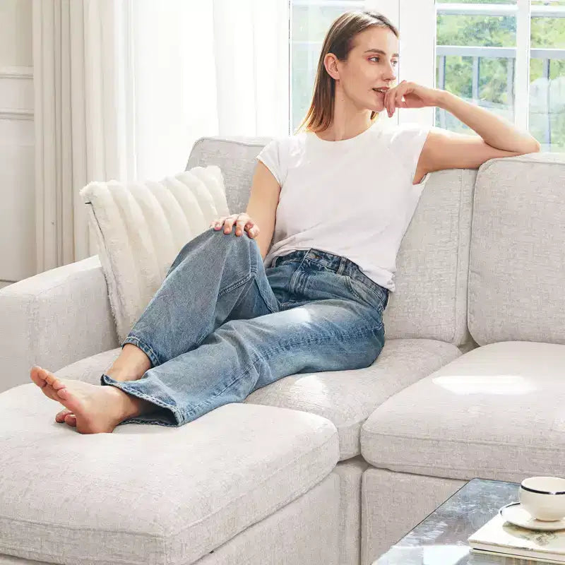 Belffin Chenille Middle Seat – Modulo Contenitore Componibile con Tessuto Delicato sulla Pelle e Tonalità Naturali