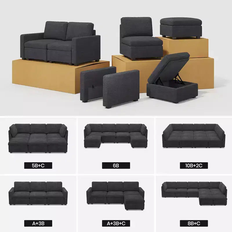Belffin Chenille Middle Seat – Modulo Contenitore Componibile con Tessuto Delicato sulla Pelle e Tonalità Naturali