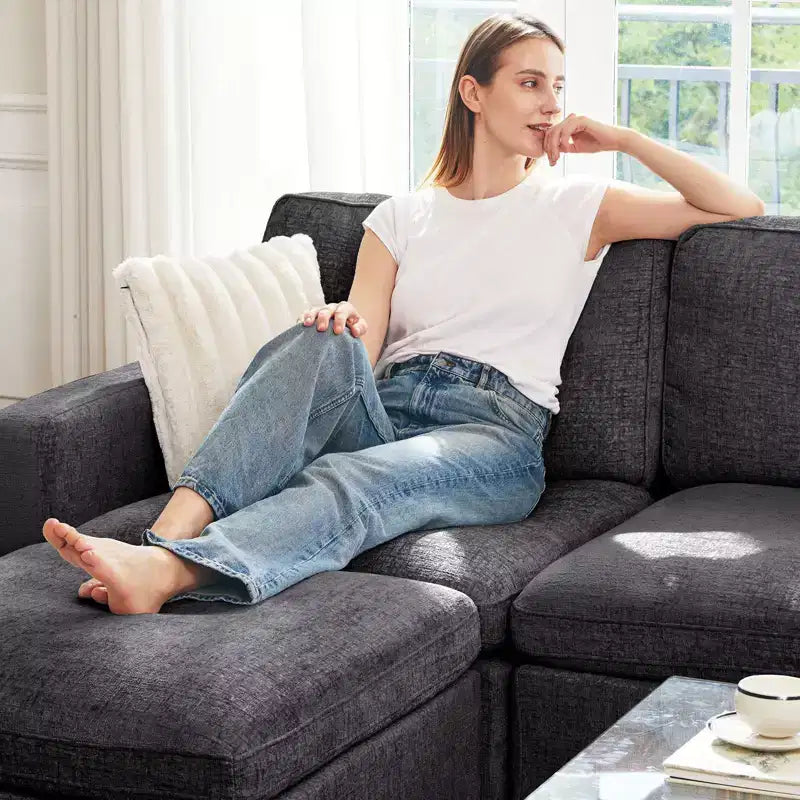 Belffin Chenille Middle Seat – Modulo Contenitore Componibile con Tessuto Delicato sulla Pelle e Tonalità Naturali