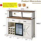 AMERLIFE Mobiletto da caffè in stile rustico con refrigeratore per bevande, 47 Bar per vini Sala da pranzo, Bianco