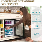 AMERLIFE Mobiletto da caffè in stile rustico con refrigeratore per bevande, 47 Bar per vini Sala da pranzo, Bianco