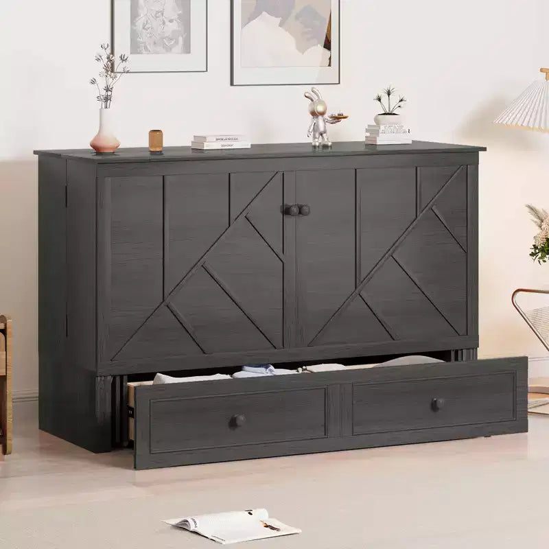 Letto a scomparsa matrimoniale moderno Mjkone con porte USB e materasso pieghevole