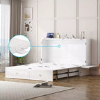 Letto a scomparsa matrimoniale moderno Mjkone con porte USB e materasso pieghevole