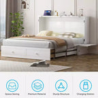 Letto a scomparsa matrimoniale moderno Mjkone con porte USB e materasso pieghevole