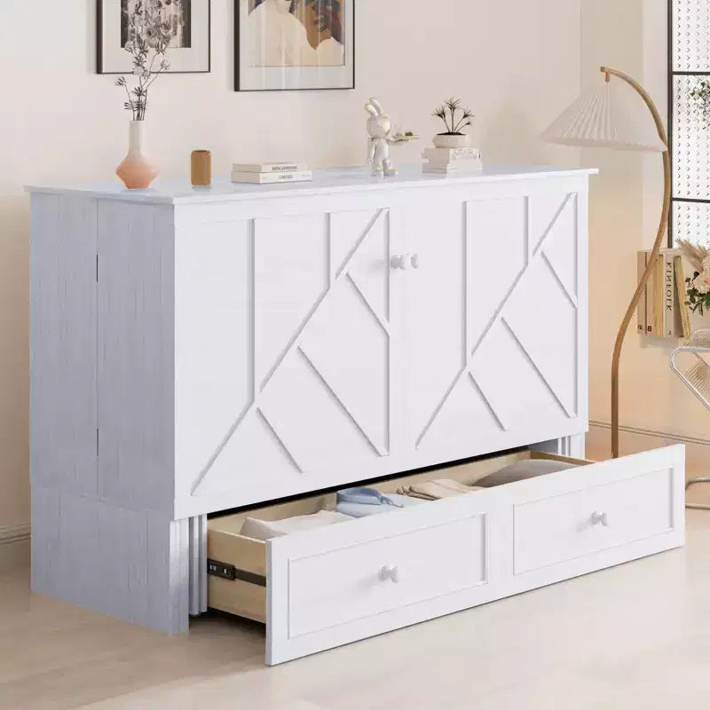 Letto a scomparsa matrimoniale moderno Mjkone con porte USB e materasso pieghevole