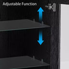 Mobile buffet laterale accentato in legno 36x31x16 in nero, organizer contenitore con ripiani regolabili e ante in vetro per cucina, camera da letto, soggiorno/sala da pranzo