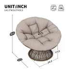 Poltrona Girevole Okak Modern Accent, 41.5 Pollici, Ergonomica in Rattan con Cuscino in Tessuto di Nuova Generazione ad Alta Densità, Rivestimento a Prova di 3 Agenti, Telaio in Ferro ad Alta Capacità