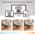 Poltrona Girevole Okak Modern Accent, 41.5 Pollici, Ergonomica in Rattan con Cuscino in Tessuto di Nuova Generazione ad Alta Densità, Rivestimento a Prova di 3 Agenti, Telaio in Ferro ad Alta Capacità