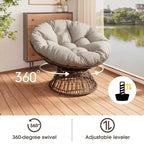 Poltrona Girevole Okak Modern Accent, 41.5 Pollici, Ergonomica in Rattan con Cuscino in Tessuto di Nuova Generazione ad Alta Densità, Rivestimento a Prova di 3 Agenti, Telaio in Ferro ad Alta Capacità