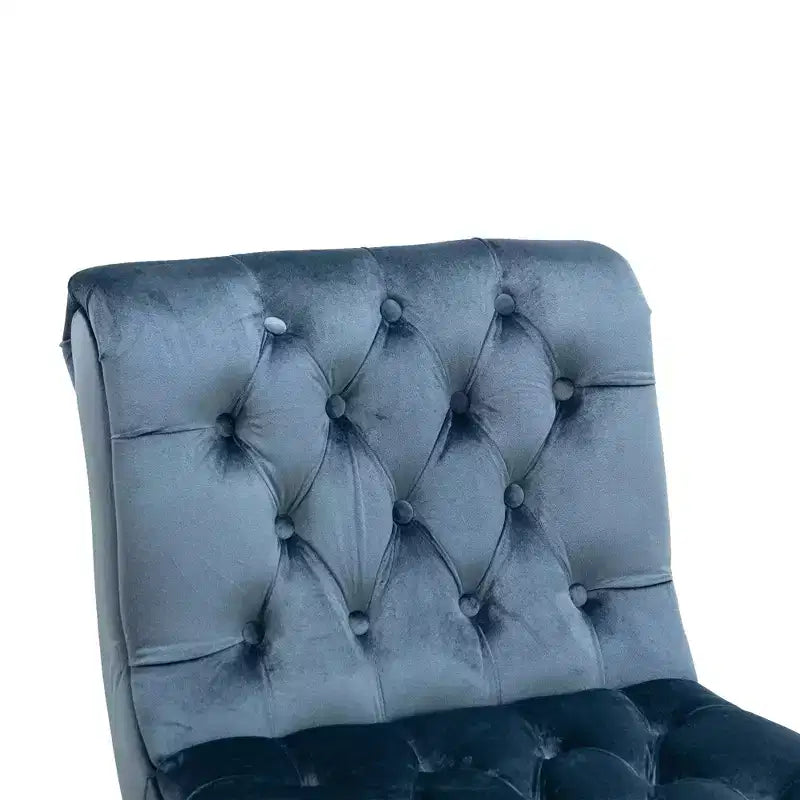 Okak Modern Armless Velvet Accent Chair, Sedia comoda imbottita in tessuto con bottoni e gambe in legno