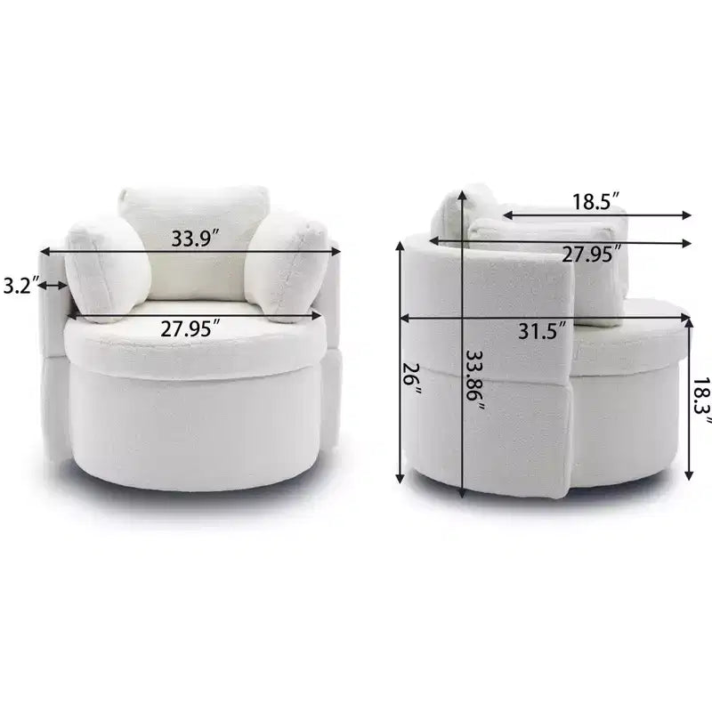 Okak Poltrone Moderne di Design per Camera da Letto, Poltrona Girevole e Contenitore in Tessuto Teddy con Cuscino Schienale per Soggiorno