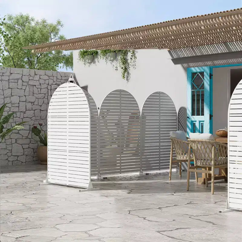 72 H47W Dovelina Recinzione per la privacy da giardino in metallo zincato marrone con parte superiore ad arco