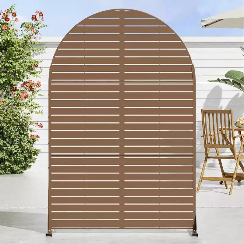 72 H47W Dovelina Recinzione per la privacy da giardino in metallo zincato marrone con parte superiore ad arco