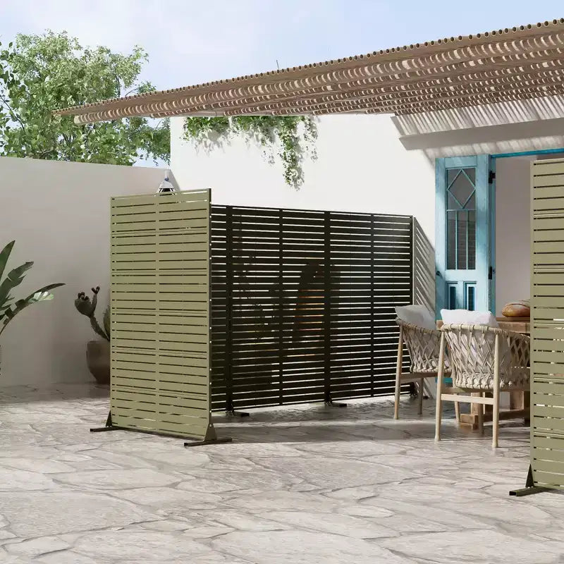 72 H47W Dovelina Recinzione per la privacy da giardino in metallo zincato marrone con parte superiore ad arco