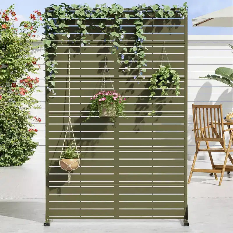 72 H47W Dovelina Recinzione per la privacy da giardino in metallo zincato marrone con parte superiore ad arco