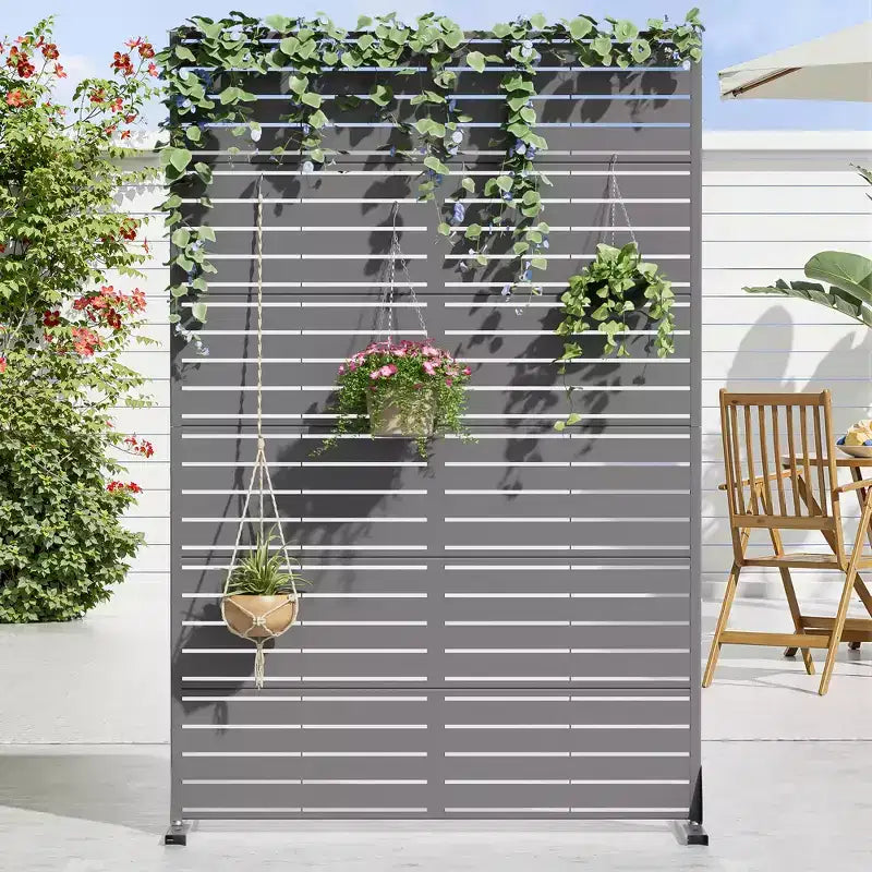 72 H47W Dovelina Recinzione per la privacy da giardino in metallo zincato marrone con parte superiore ad arco