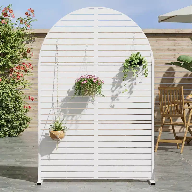 72 H47W Dovelina Recinzione per la privacy da giardino in metallo zincato marrone con parte superiore ad arco
