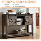 AMERLIFE Tavolo Divano con Ante Scorrevoli a Barn Door, Tavolino Consolle TV, Tavolo Ingresso Rustico da Fattoria da 46 pollici con Vano Contenitore