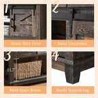 AMERLIFE Tavolo Divano con Ante Scorrevoli a Barn Door, Tavolino Consolle TV, Tavolo Ingresso Rustico da Fattoria da 46 pollici con Vano Contenitore