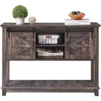 AMERLIFE Tavolo Divano con Ante Scorrevoli a Barn Door, Tavolino Consolle TV, Tavolo Ingresso Rustico da Fattoria da 46 pollici con Vano Contenitore