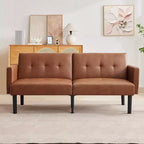 Divano letto futon regolabile a 3 posizioni, divanetto compatto, divano letto moderno di metà secolo, divano trasformabile, divani per soggiorno (grigio/marrone)