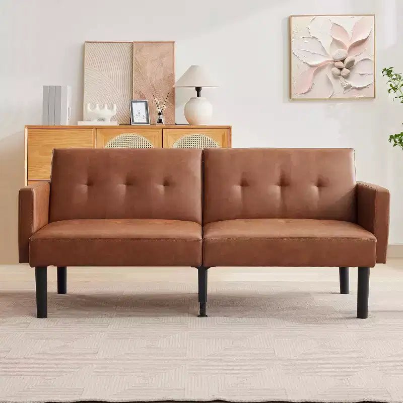Divano letto futon regolabile a 3 posizioni, divanetto compatto, divano letto moderno di metà secolo, divano trasformabile, divani per soggiorno (grigio/marrone)
