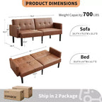 Divano letto futon regolabile a 3 posizioni, divanetto compatto, divano letto moderno di metà secolo, divano trasformabile, divani per soggiorno (grigio/marrone)