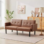 Divano letto futon regolabile a 3 posizioni, divanetto compatto, divano letto moderno di metà secolo, divano trasformabile, divani per soggiorno (grigio/marrone)