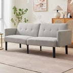 Divano letto futon regolabile a 3 posizioni, divanetto compatto, divano letto moderno di metà secolo, divano trasformabile, divani per soggiorno (grigio/marrone)