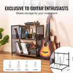 VEVOR Mobiletto per Giradischi a 3 Livelli con Supporto per Chitarra, Porta Giradischi con Spazio per Contenere Fino a 300 Album, Mobile per Dischi in Vinile con Telaio in Rete Metallica