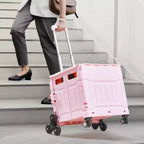Carrello Pieghevole Utilità VEVOR, Cassa Portatile Pieghevole da 65L con Ruote Saliscale e Ruote Girevoli a 360°, Carrello a Mano