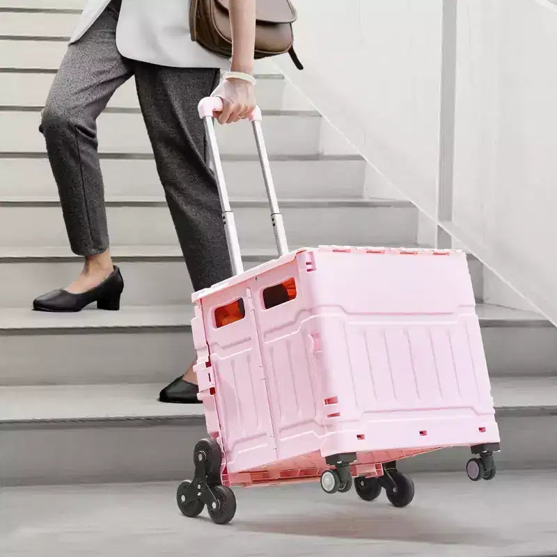 Carrello Pieghevole Utilità VEVOR, Cassa Portatile Pieghevole da 65L con Ruote Saliscale e Ruote Girevoli a 360°, Carrello a Mano