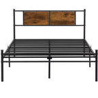 Telaio Letto Matrimoniale King Size Okak con Testiera, Letto Moderno a Piattaforma con Pannelli in Legno Decorativi per Camera da Letto, Nero