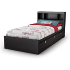 HomeStock Letto singolo nero da 92.07 cm (36.25 pollici) di altezza con libreria, realizzato in truciolato